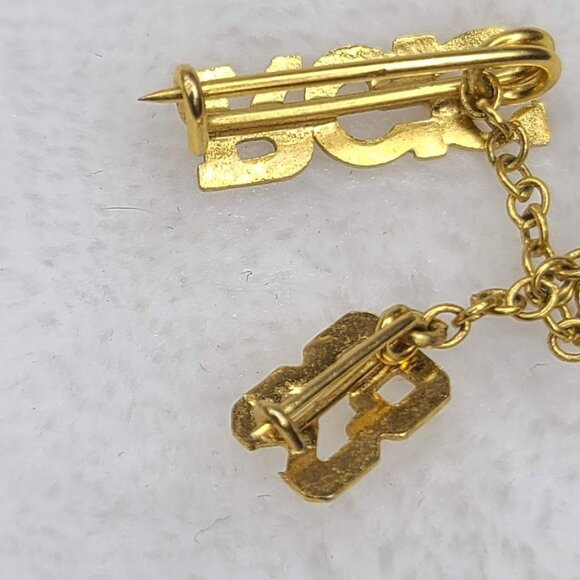 Vintage RGS 63 Goldtone Graduation Class Year Chain Pin Initials Tie Tack MSM - Picture 4 of 5